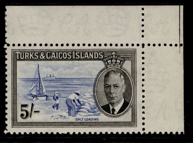 TURKS & CAICOS ISLANDS GVI SG232, 5s blue & black, NH MINT. Cat £27. 