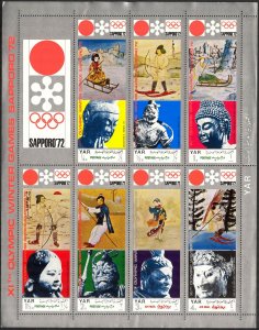 {Y096} Yemen 1971 Olympics Sapporo Art sheet MNH 6Eur Slightly folded Corner !