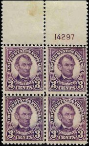 555 Mint,OG,HR... Block of 4... SCV $55.00... with Plate#