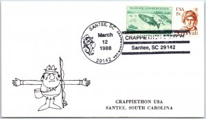 US SPECIAL EVENT COVER AND PICTORIAL CANCEL CRAPPIETHON AT SANTEE SC 1988