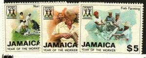 Jamaica #702-3, 705 MNH Year of the Worker