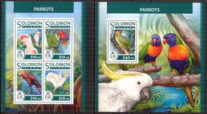 Solomon Islands 2017 Birds Parrots sheet +S/S MNH