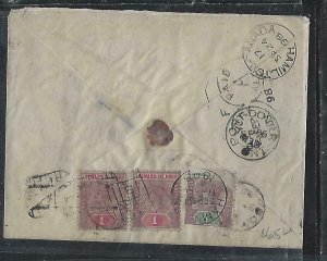 LEEWARD ISLANDS (P2808BB) 1898 QV 1/2D+1DX2 DOMINICA VILLAGE TO CANADA