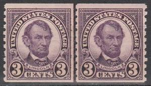 US #600 F-VF Unused Joint Line Pair  CV $30.00 (A3289)