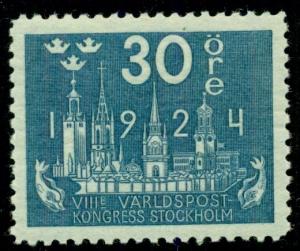 SWEDEN #202a, 30ore greenish blue og, NH, XF, Scott $175.00