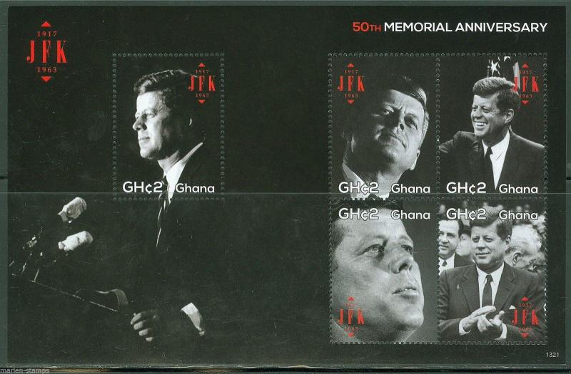 GHANA 2013 50th MEMORIAL ANNIVERSARY OF PRESIDENT JOHN F. KENNEDY SHEET MINT NH