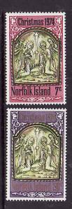 Norfolk Is.-Sc#179-80-Unused NH set-Christmas-Nativity-1974-