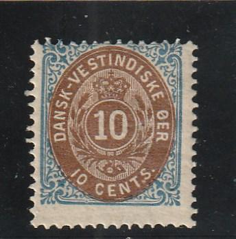 Danish West Indies  Scott#  10c  MH  (1876 Numeral)