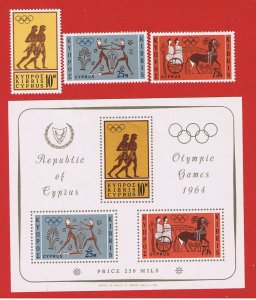 Cyprus #241-243 #243a  MNH OG  Olympics  w/SS Free S/H