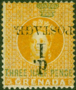 Grenada 1886 1d on 1 1/2d Orange SG37a 'Surcharge Inverted' Fine & Fresh MM