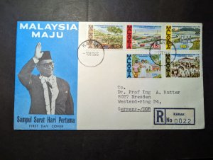 1966 Malaysia First Day Cover and Booklet FDC Karak to Dresden Germany DDR