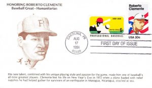 KMC Venture. FDC Combo #2097 Roberto Clemente Puerto Rico #1381 Baseball 1984