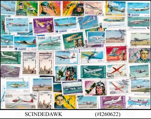 COLLECTION OF AIRCRAFTS STAMPS FROM DIFFERENT COUNTRIES - 50V - USED