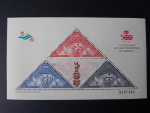 1992 Discovery of America MNH Miniature Sheet from Spain