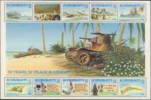 Kiribati #611-612, Complete Set(2), Sheets of 10, 1993, Military Related, Nev...