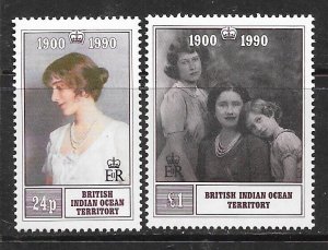 BRITISH INDIAN OCEAN TERRITORY Sc 106-107 NH ISSUE OF 1990 - QUEEN MOTHER