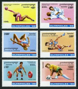 Cambodia 1520-1526,MNH.Michel 1596-1603,Bl.220. OLYMPHILEX-1996.Gymnastics,Judo,
