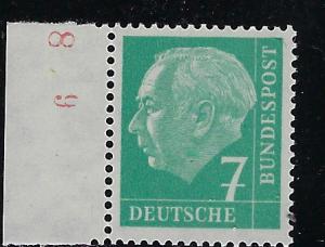 Germany Bund Scott # 706, mint nh, variation fluorescent paper, sheet printing