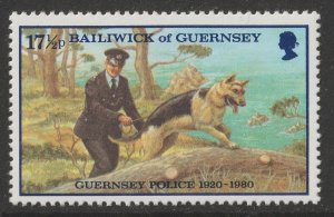 Guernsey 216 Police Dog 17½p single MNH 1980