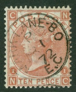 SG 112 10d red-brown. Very fine used with a Mark Lane CDS 1872 CAT £400