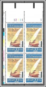 US Plate Block #2360 Constitution MNH