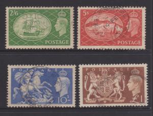 Great Britain 1951 KGVI Issue 2/6 - 1 Pound Sc#286-289 VF Used