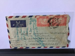 Burma 1953 Rangoon  to Kilasevalpatti India stamps cover Ref R28052