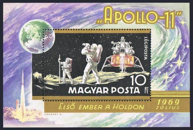 Hungary C295,MNH.Michel Bl.72. Moon landing,1969.Apollo 11.