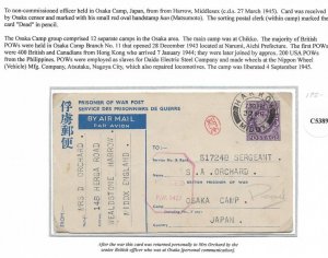 Harrow, GB to British POW at Japanese Camp Osaka, Chikko, 1945 DECEASED (C5389)