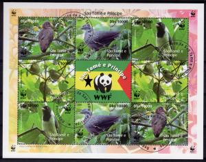 WHOLESALE LOT: 10 x St.Thomas & Prince 2005 WWF/BIRDS # Groth U Sheetlet Used