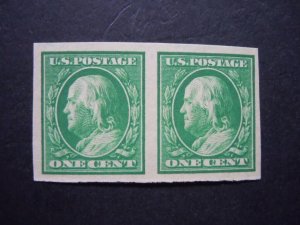 1908 #343  1c Franklin Imperforated Pair MNH OG F/VF CV $20 Includes New Mount