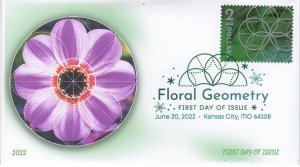 22-125, 2022 ,Floral Geometry, Digital Color Postmark, First Day Cover, Kansas C