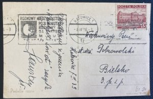 1939 Katowice Poland Picture Postcard Cover To Bielsko Easter Greetings