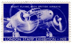 (I.B) Cinderella Collection : Stamp Exhibition (London 1939) Airliner