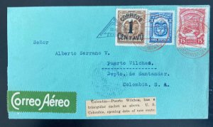 1926 Bucaramanga Colombia First flight Airmail Cover To Puerto Wilches
