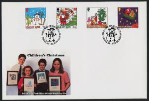 Isle of Man 723-6 FDC Christmas, Children's Art, Santa, Snowman