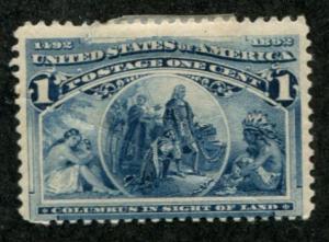 USA SC# 230 Columbus, 1c creased, sm tear, Canceled