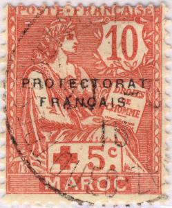 MAROC - 1915 - Yv.60 / Mi.B20 10c+5c rose Croix-Rouge - Oblitéré TB