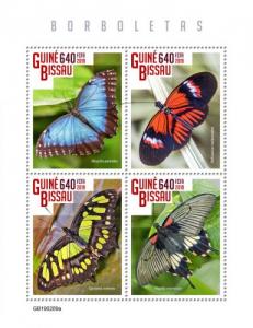 GUINEA BISSAU - 2019 - Butterflies - Perf 4v Sheet - MNH