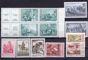 ARGENTINA 1961-1969 PAINTINGS SET OF 12 STAMPS MNH