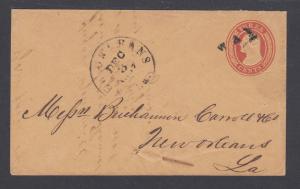 US Sc U10 used. 1857 New Orleans WAY letter