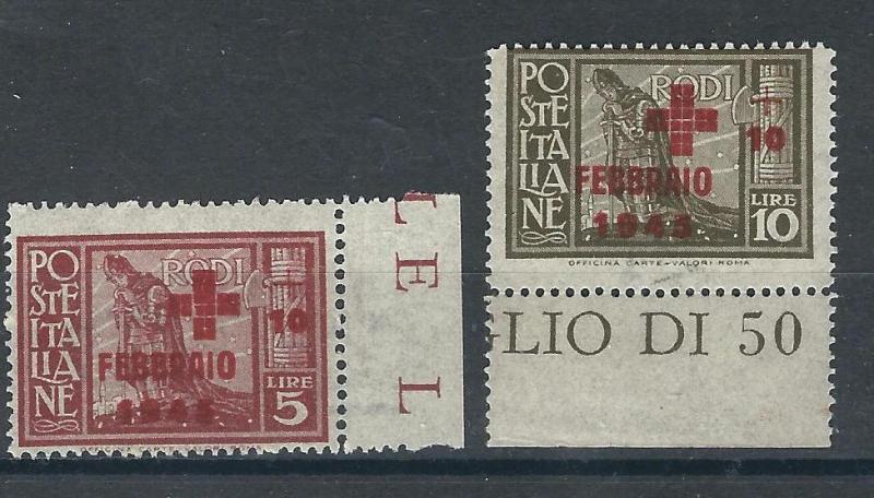 Italy Rhodes B17-18 Sas 132-33 MNH F/VF 1945 SaCV $224