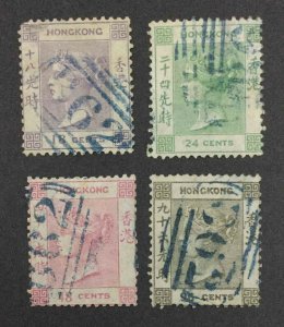 MOMEN: HONG KONG SG #4-7 NO WMK 1862-3 USED £1,000 LOT #62969