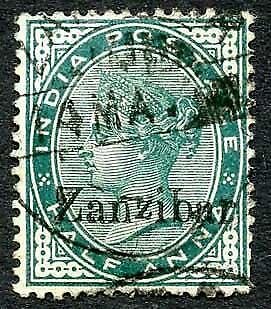 Zanzibar SG3Var 1/2d Blue-green Small second Z and inverted Q for B