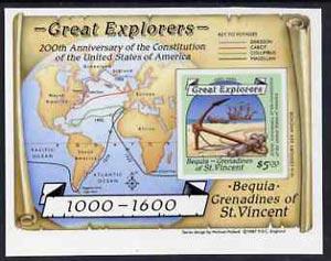 St Vincent - Bequia 1988 Explorers $5 m/sheet (Map & ...