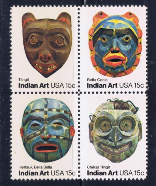 U.S. 1837a NH 1980 Indian Art Block of 4