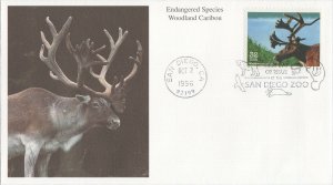 ZAYIX 1996 US 3105 FDC Mystic  Cachet Endangered Species Woodland Caribou