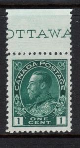 Canada #104viii Very Fine Never Hinged Plate Single With Hairlines