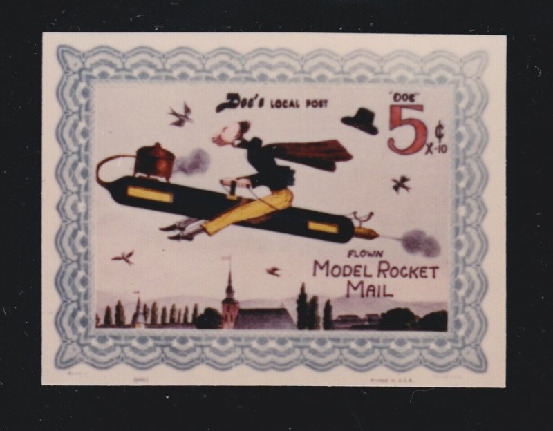 US Vintage Doc's Local Post Model Rocket Mail Photo Proof Cinderella Stamp NG