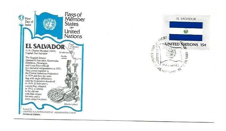 United Nations #336 15c Flag Series 1980, El Salvador, Aristocrat Cachets FDC